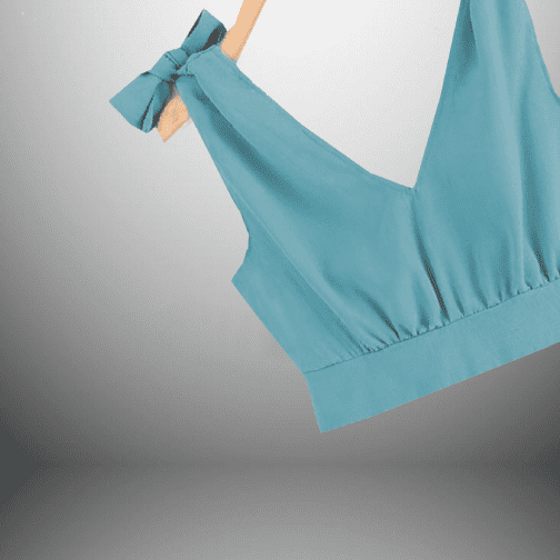 Lucite Green Crop-Top with Bow Ties on the shoulder-RCT135